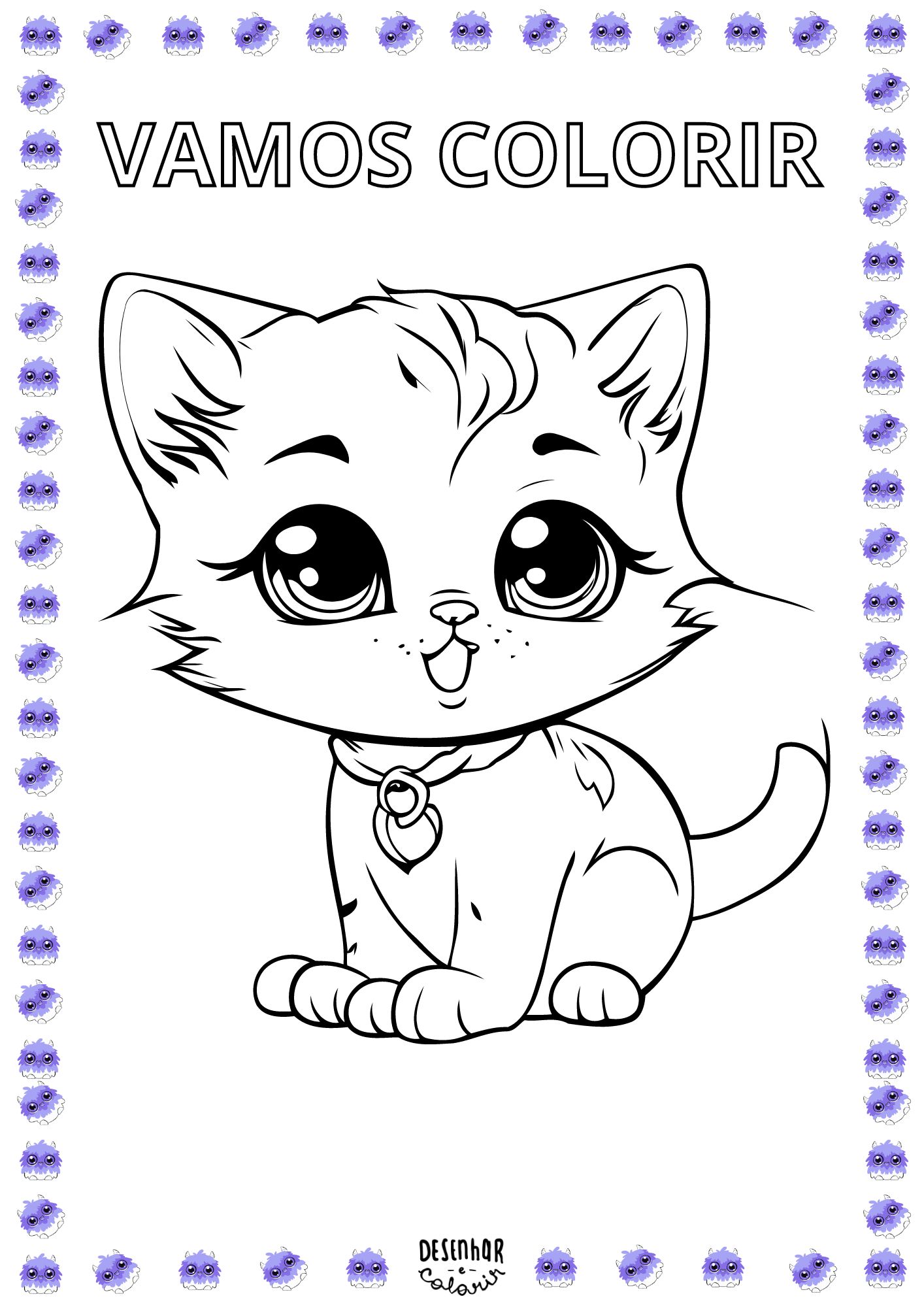 desenho de gatinho fofo para colorir