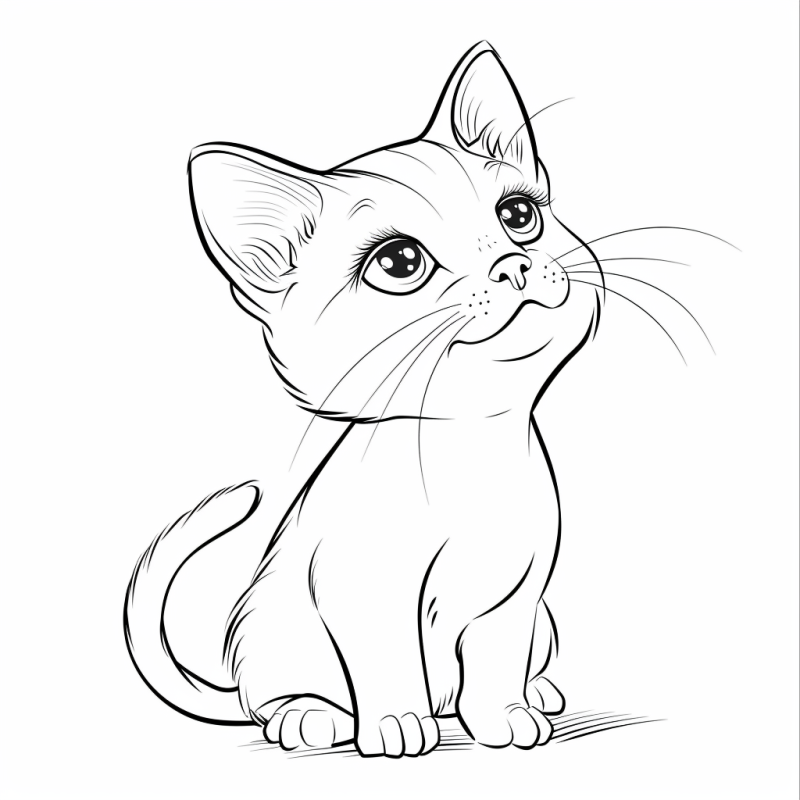 gato branco para colorir