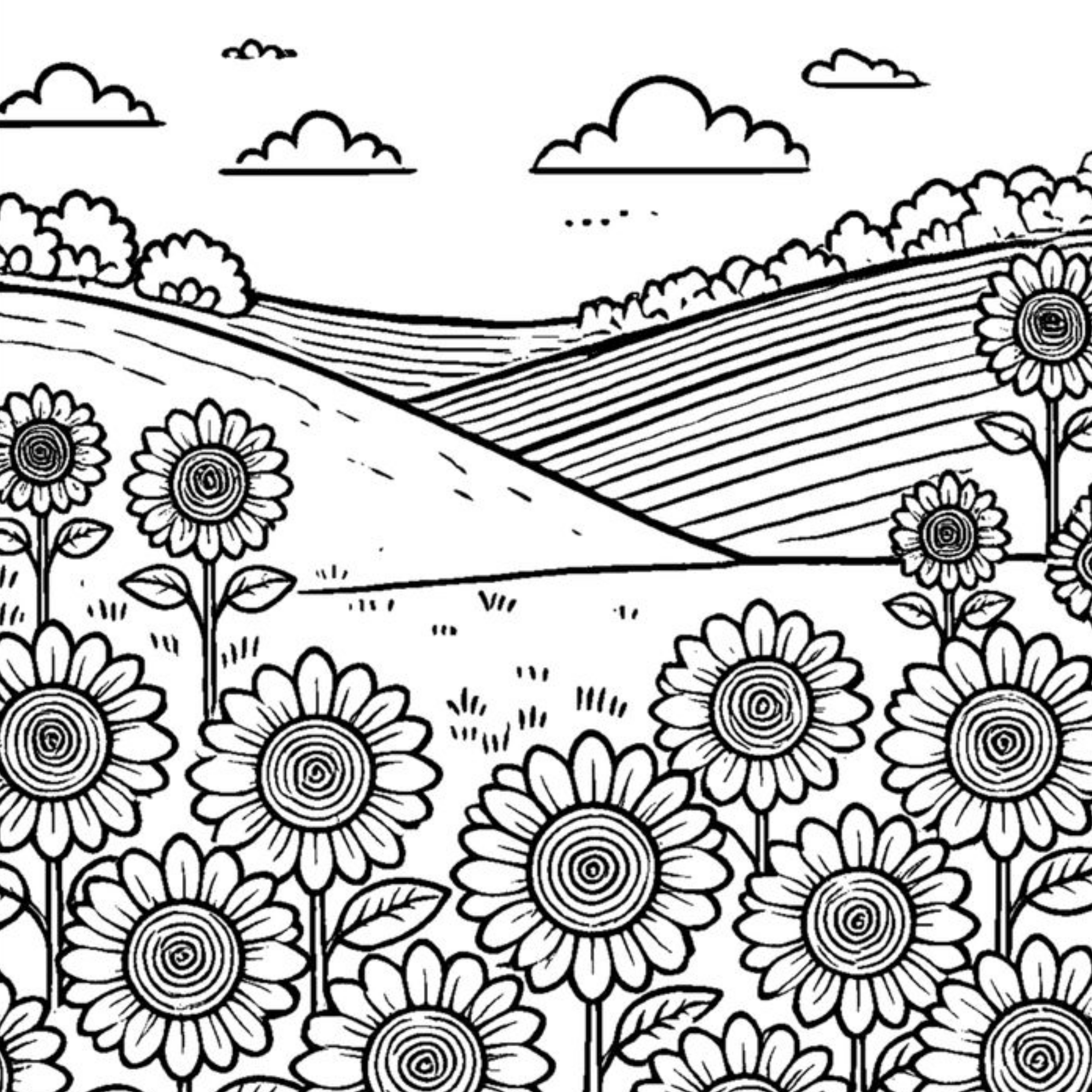 desenho de girassol com mandala para colorir