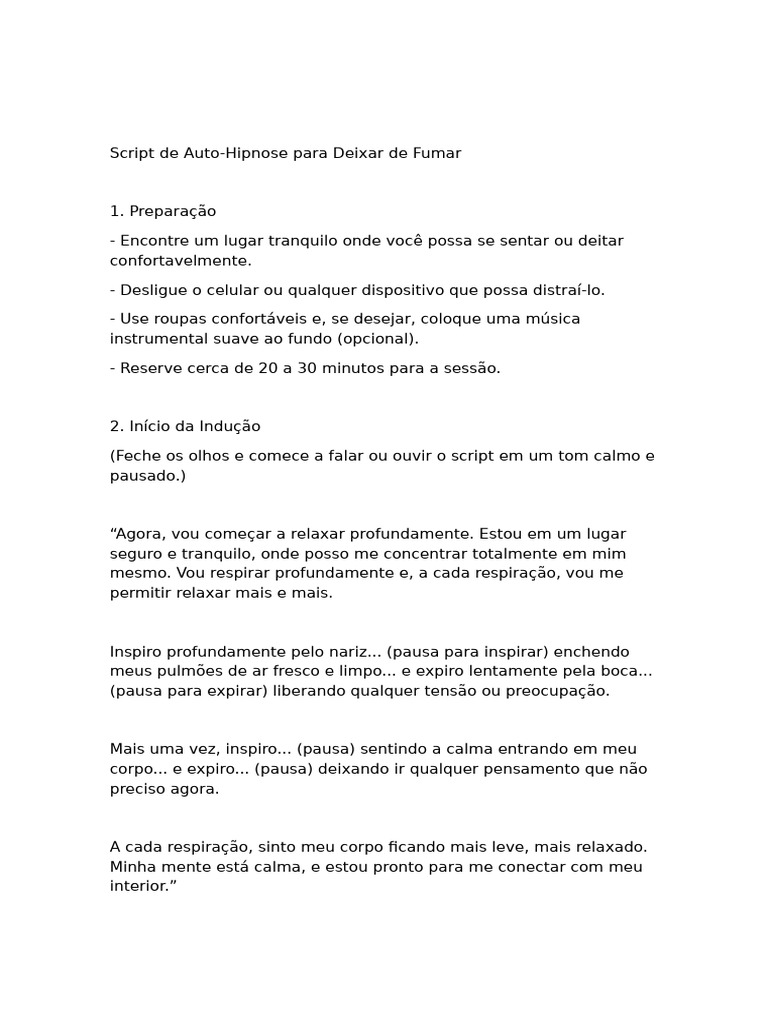 hipnose para parar de fumar