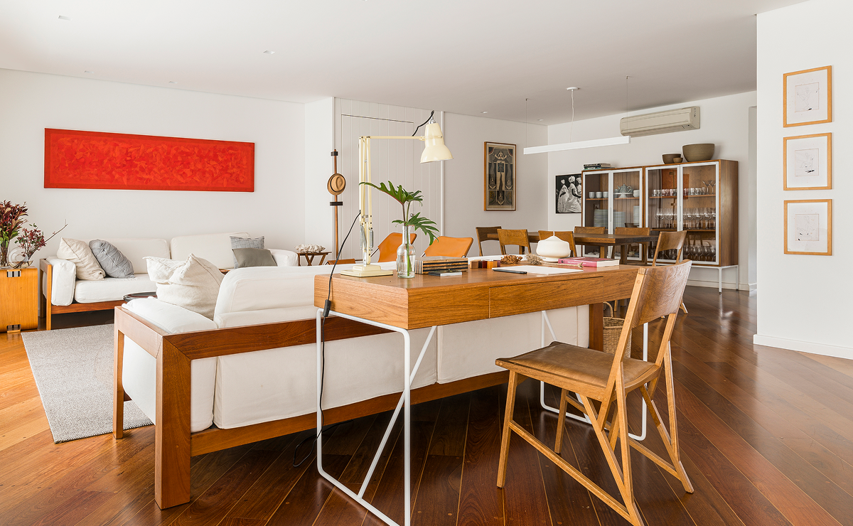 home office na sala moderno