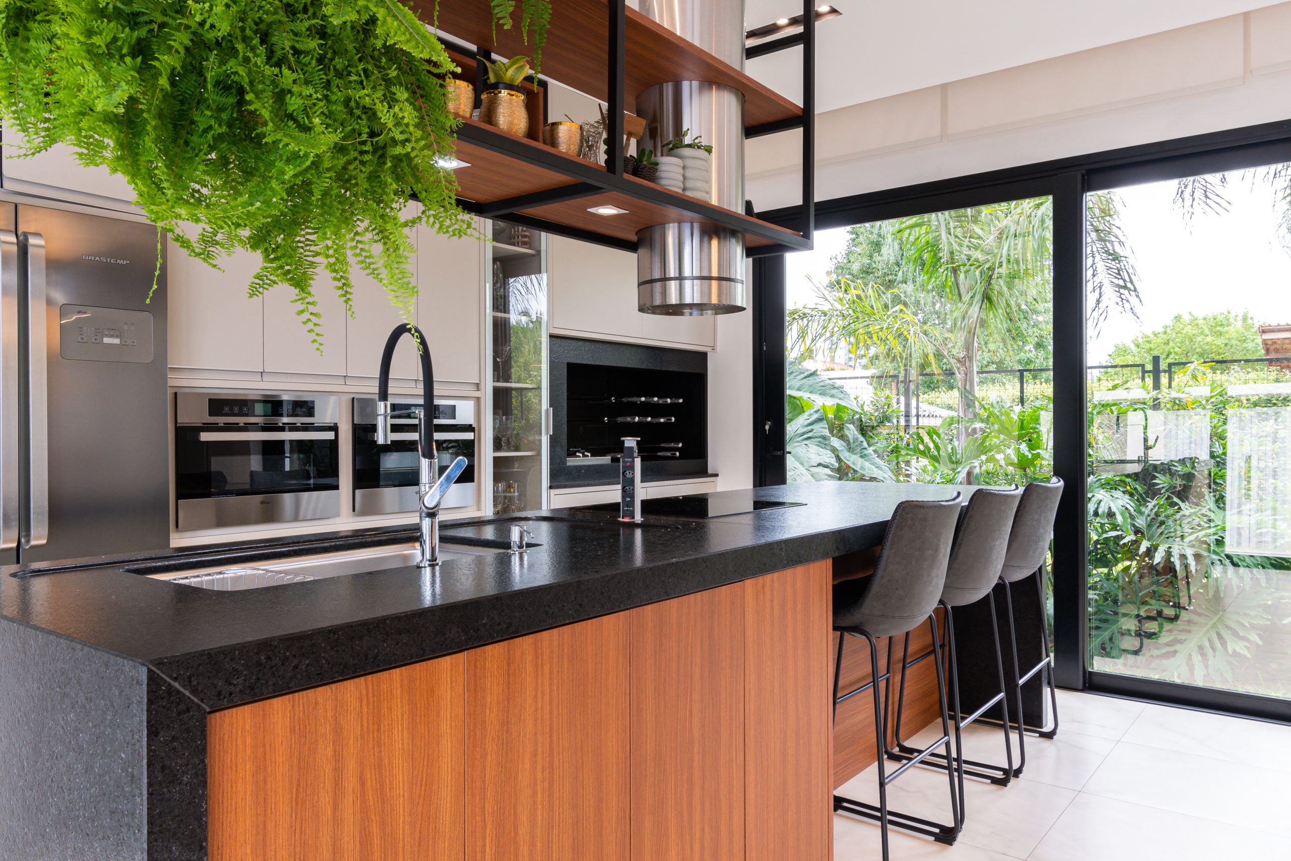 ideias bancada concreto aparente cozinha pequena