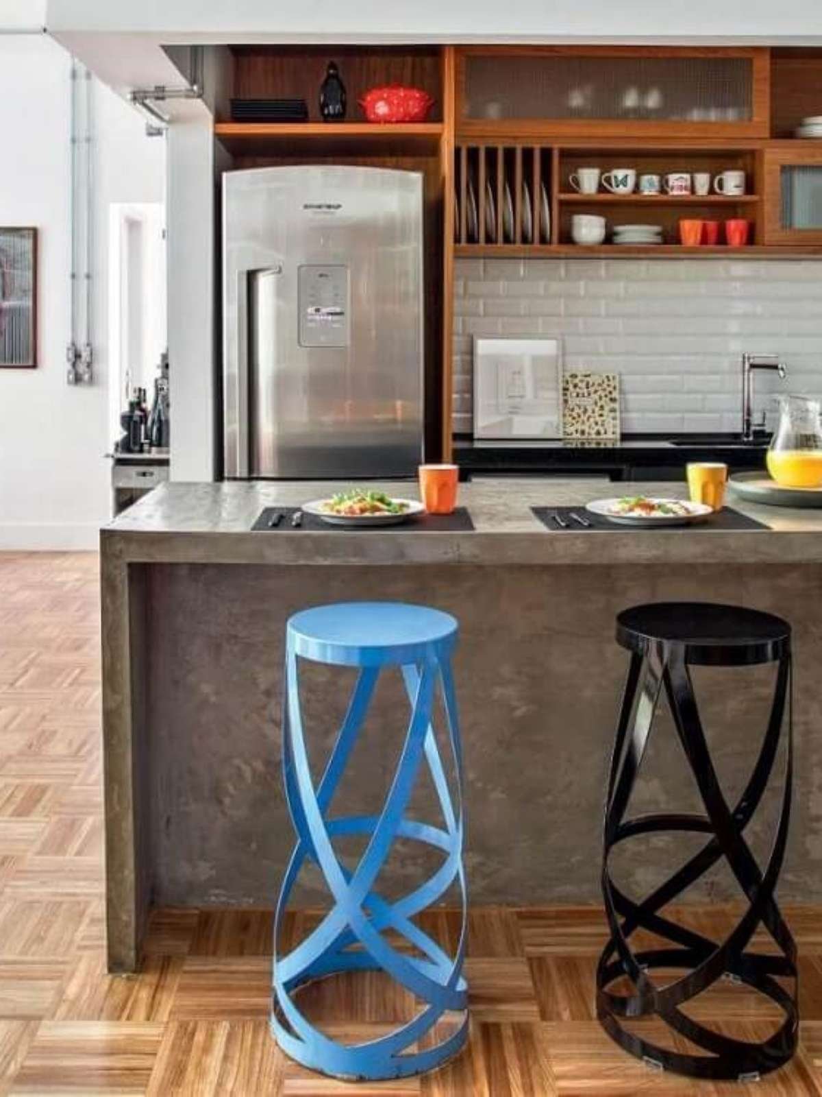 bancada concreto aparente ou granito cozinha