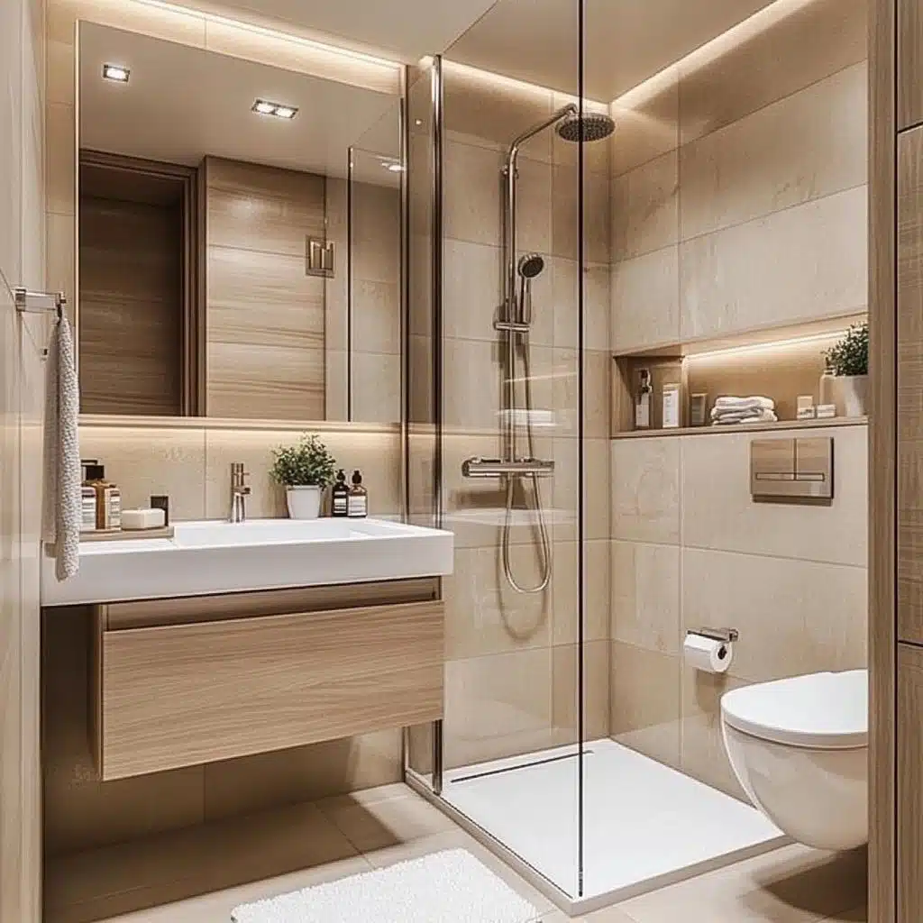 ideias de banheiros escandinavos pequenos com plantas