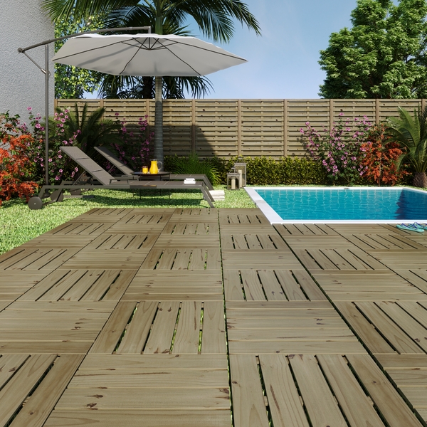 Deck de madeira para jardim de inverno