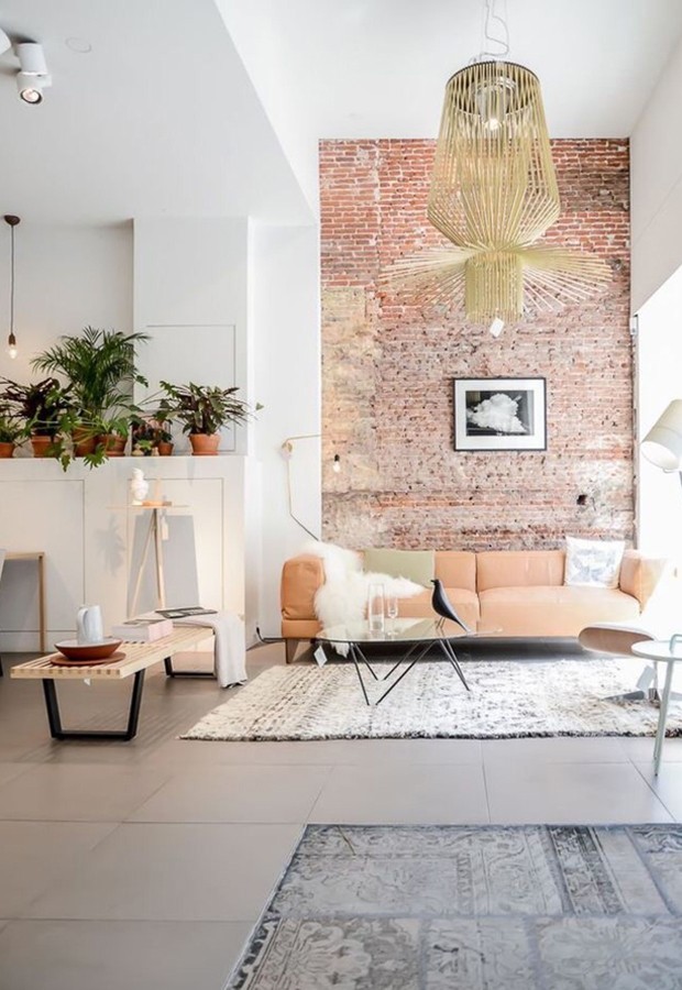ideias de decoração com tijolinho aparente na sala
