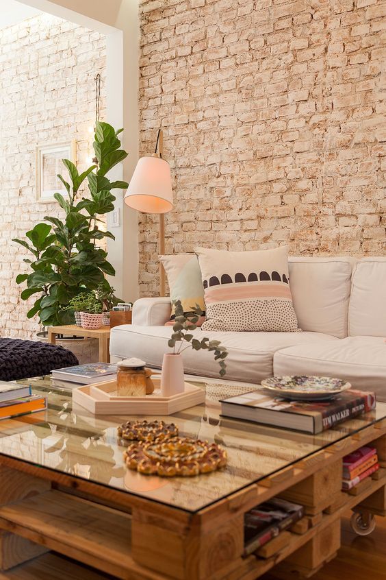 ideias de decoração com tijolinho aparente na sala