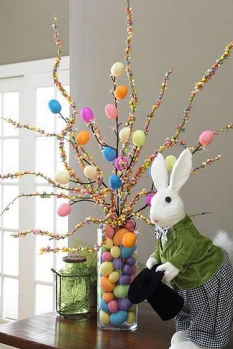 como fazer arvore de pascoa com galhos secos