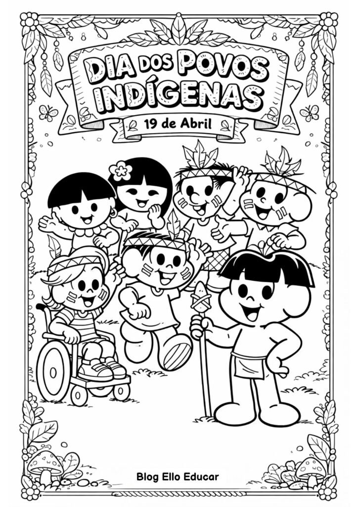 atividade dia do indio para colorir