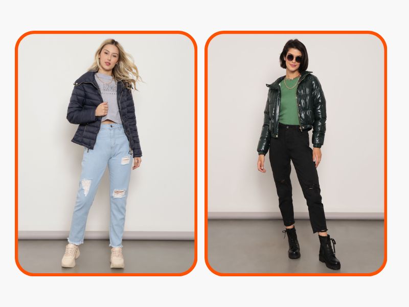 jaqueta puffer feminina longa