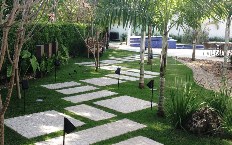 ideias criativas jardim pedras brancas