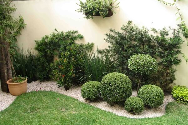 jardim de entrada com vasos