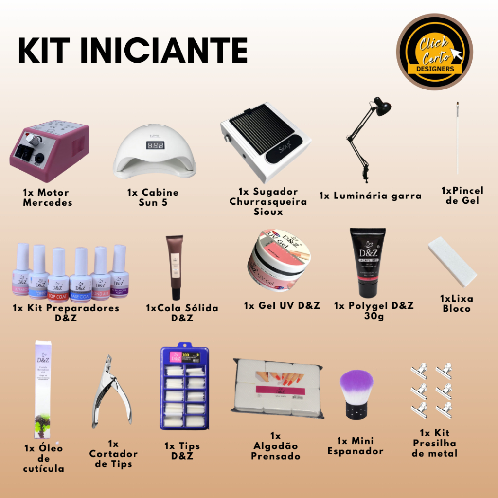 Kit de unhas em gel para iniciantes com lixadeira elétrica