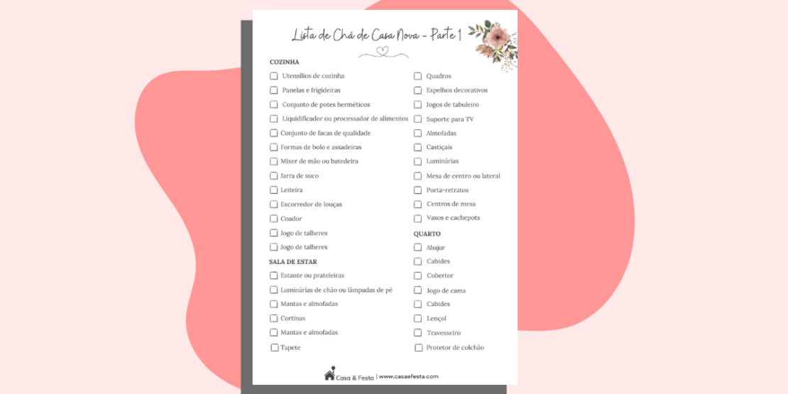 lista de presentes chá de panela