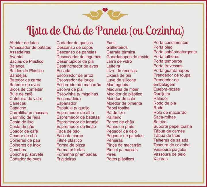 lista de presentes chá de panela