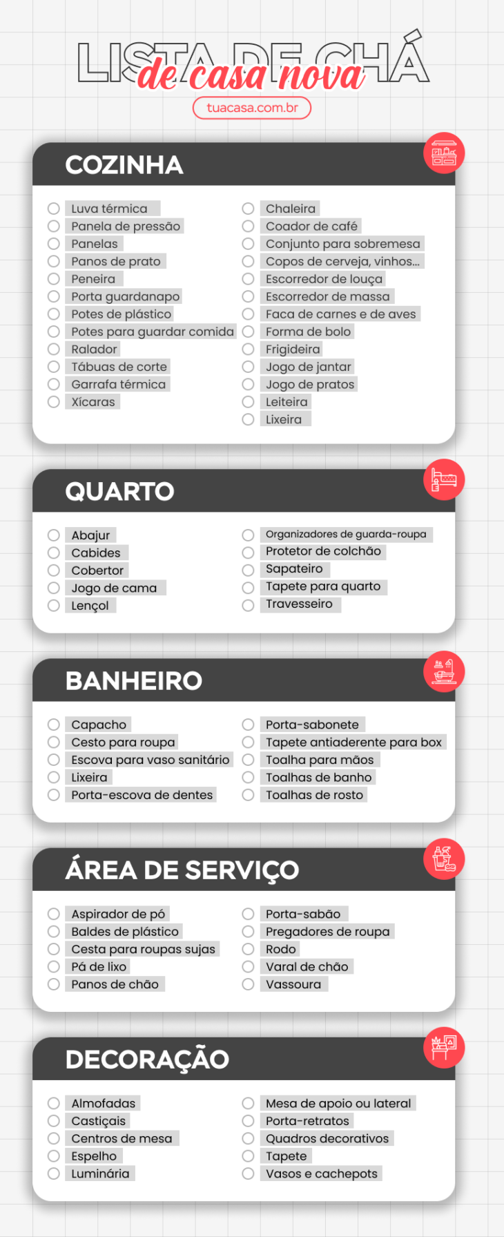 lista de presentes chá de panela
