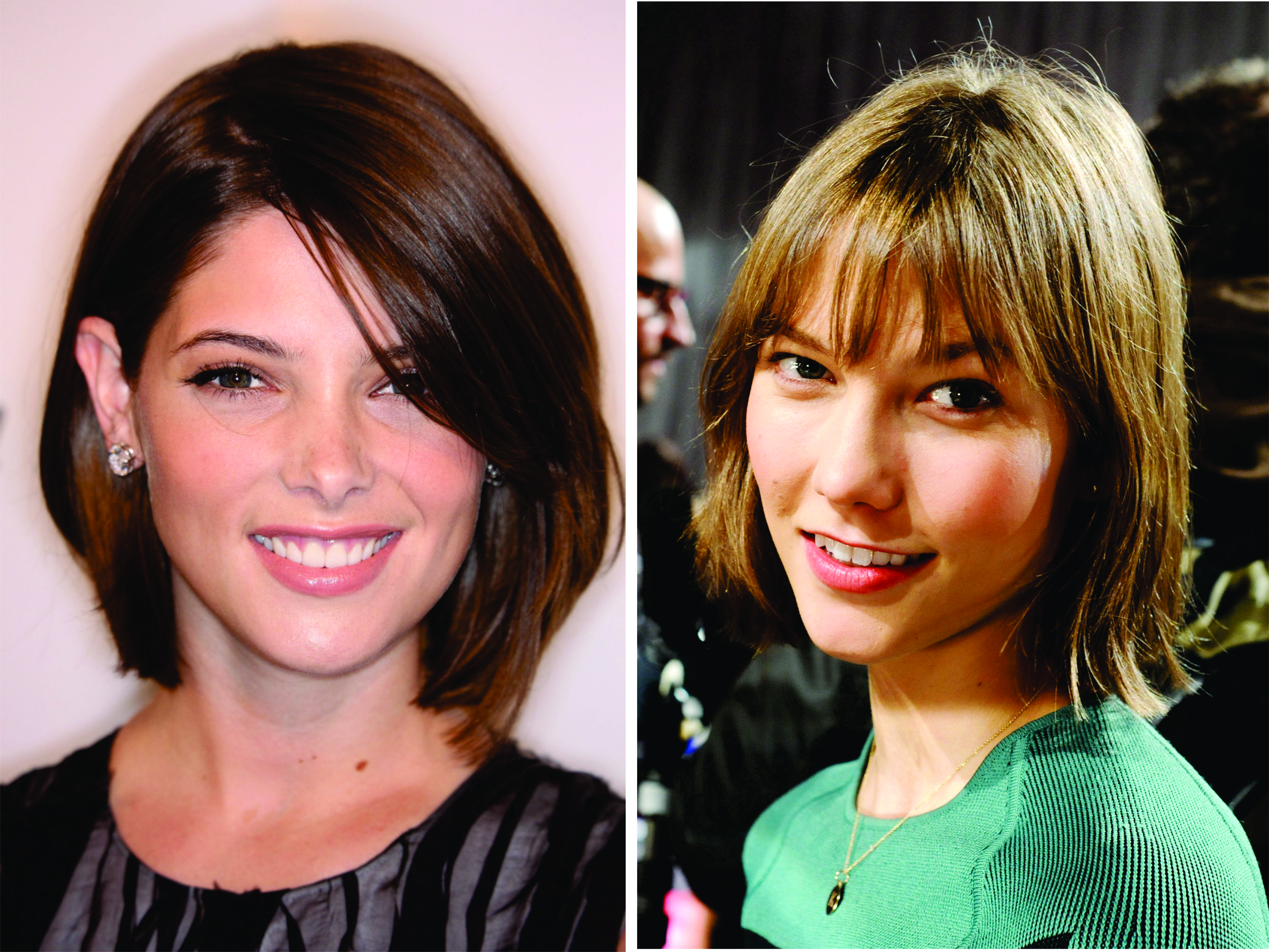 long bob com franja rosto redondo