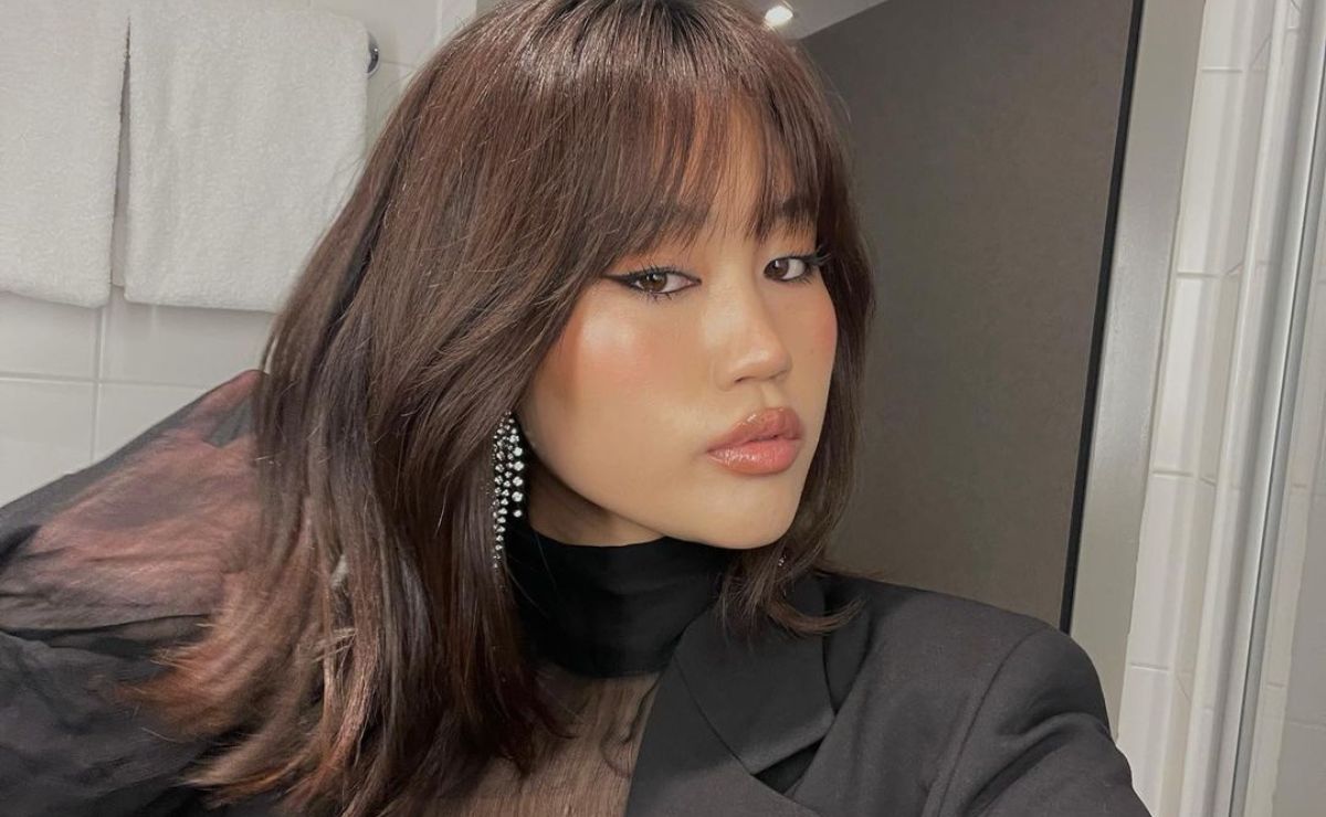 long bob com franja rosto redondo