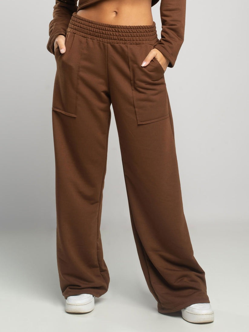 calça pantalona marrom social