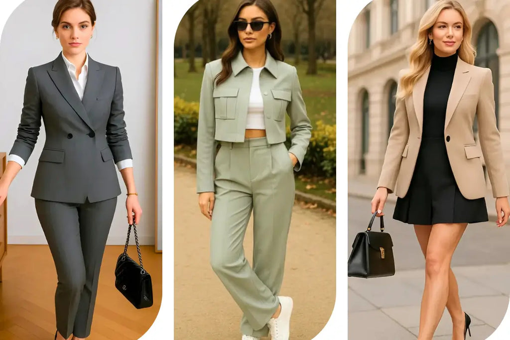 look com blazer jeans feminino alfaiataria