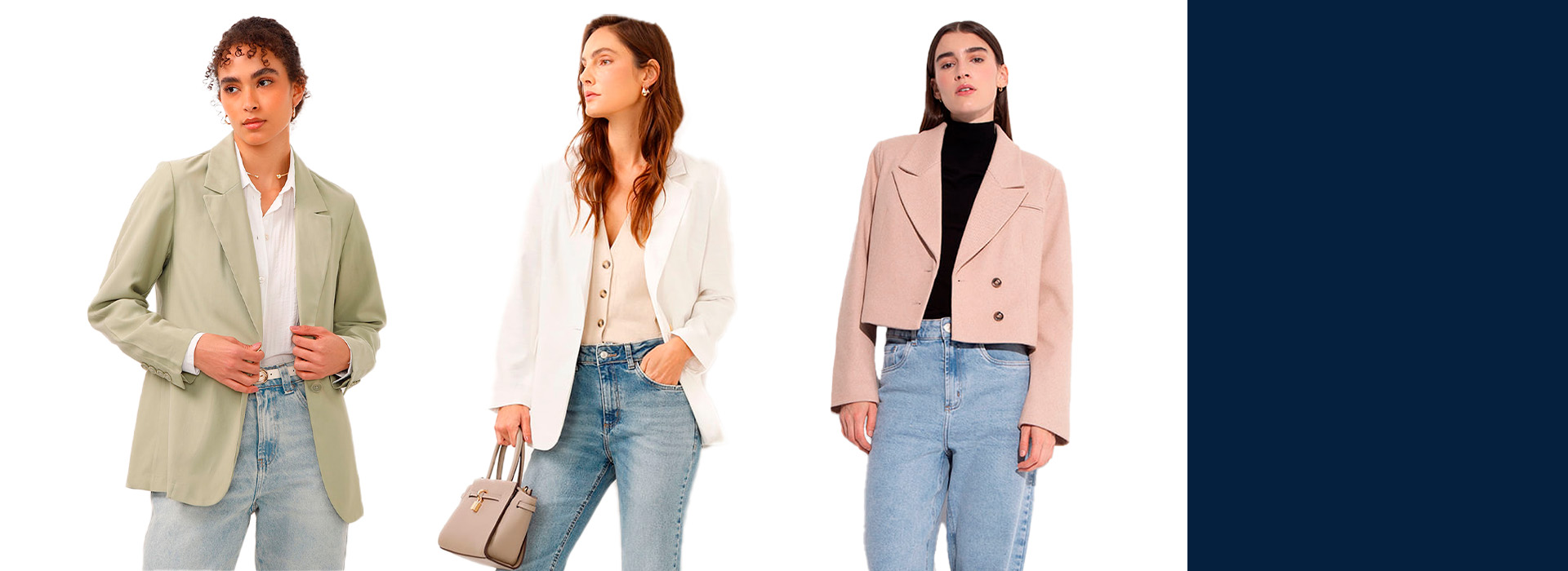 look com blazer jeans feminino alfaiataria