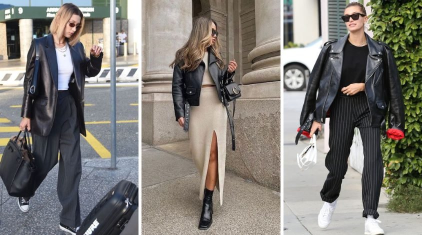 look com jaqueta de couro