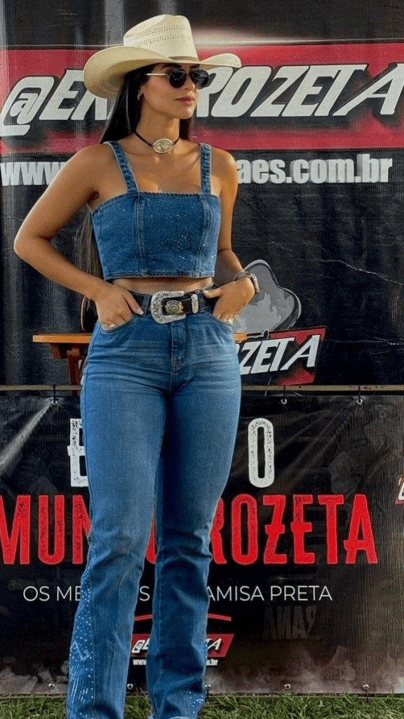 look festa junina feminino com calça jeans