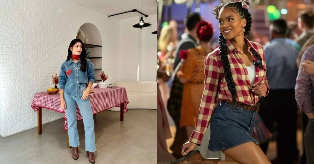 look festa junina feminino com calça jeans