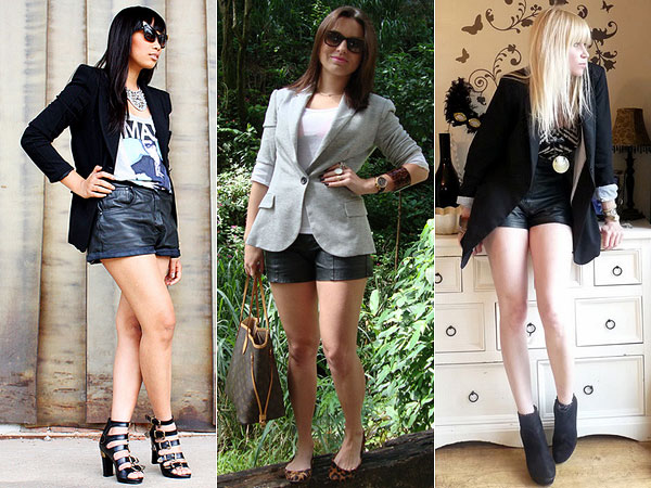looks com shorts de couro para noite
