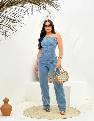macacão jeans feminino estonado