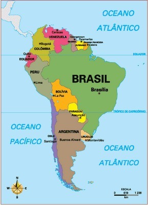 mapa político américa do sul para crianças