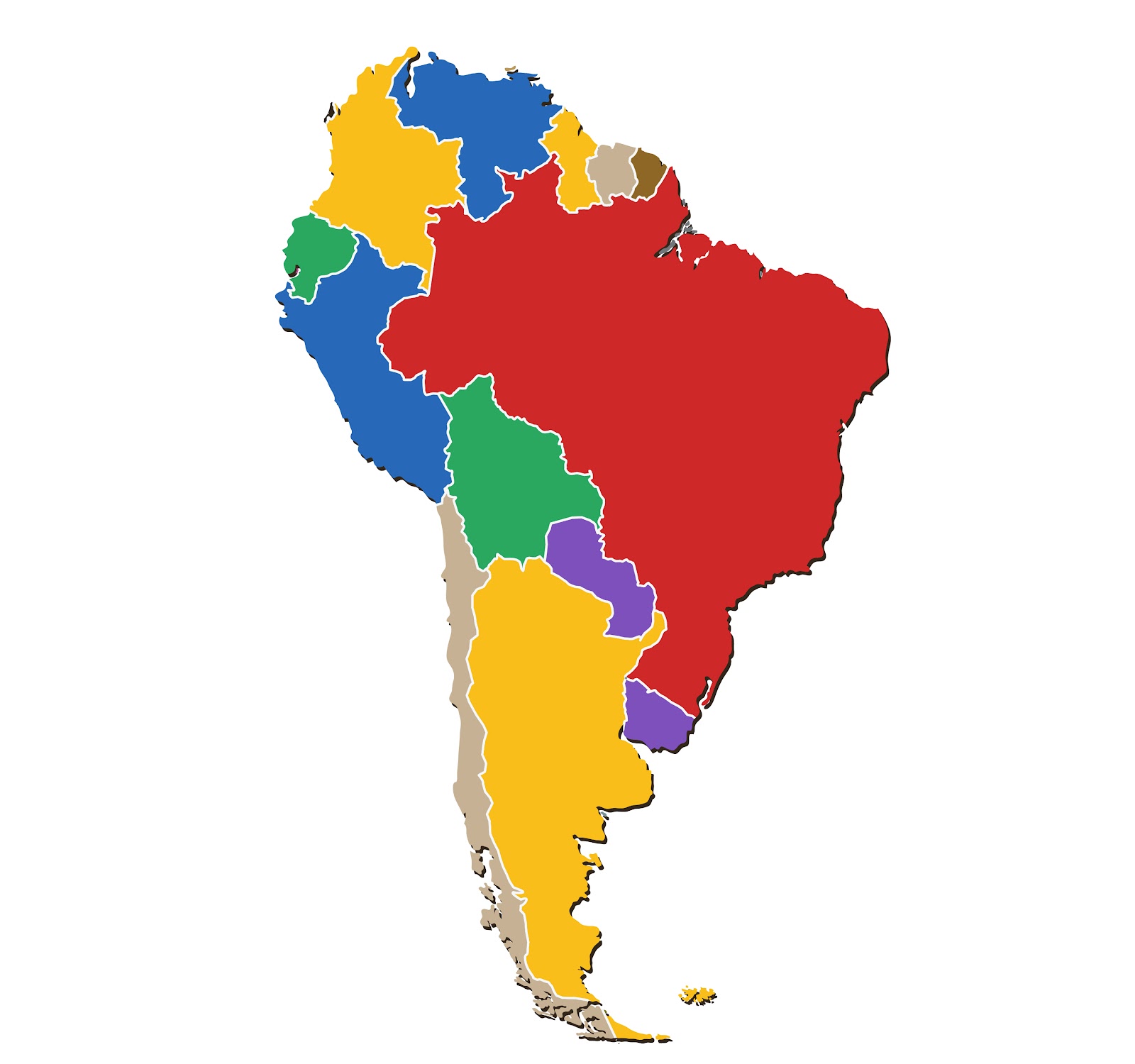 mapa américa do sul em branco para desenhar