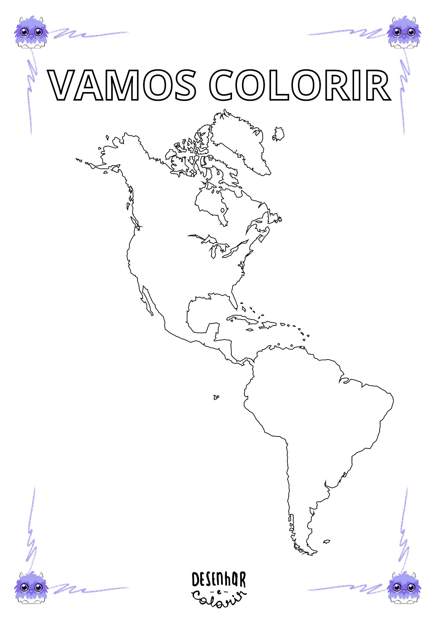 mapa américa do sul com países para colorir