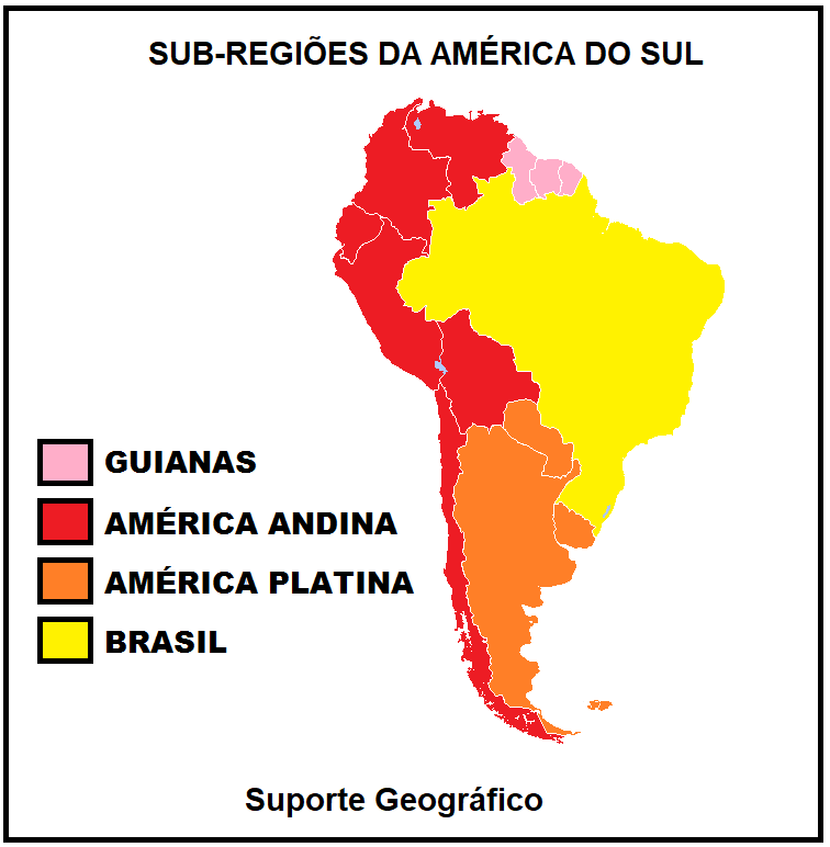 mapa físico américa do sul para colorir