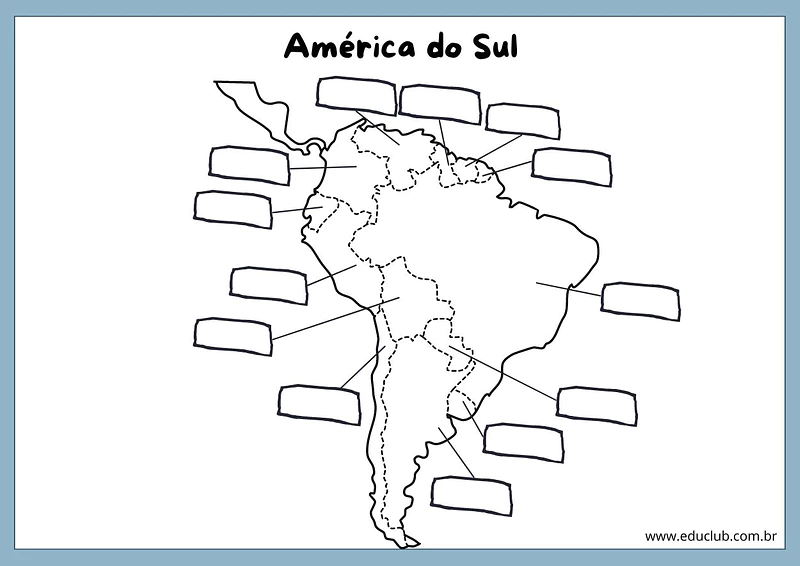 mapa américa do sul em branco para desenhar