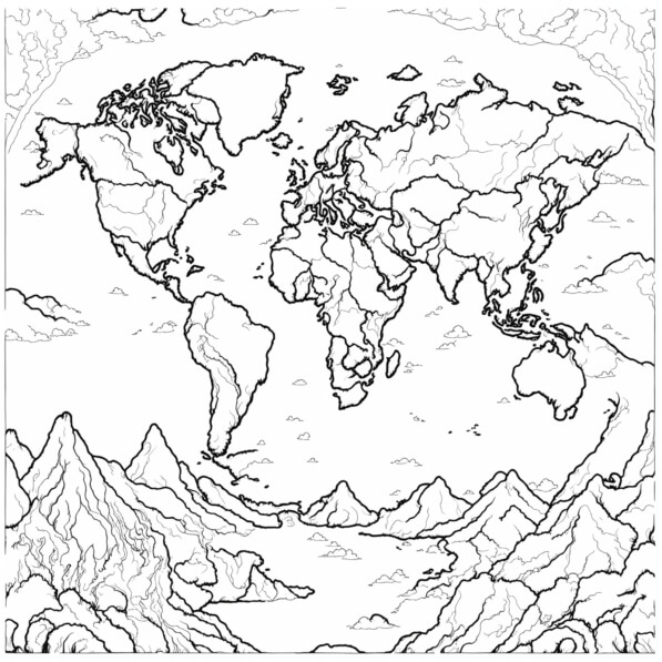 mapa mundi com nomes dos países para colorir