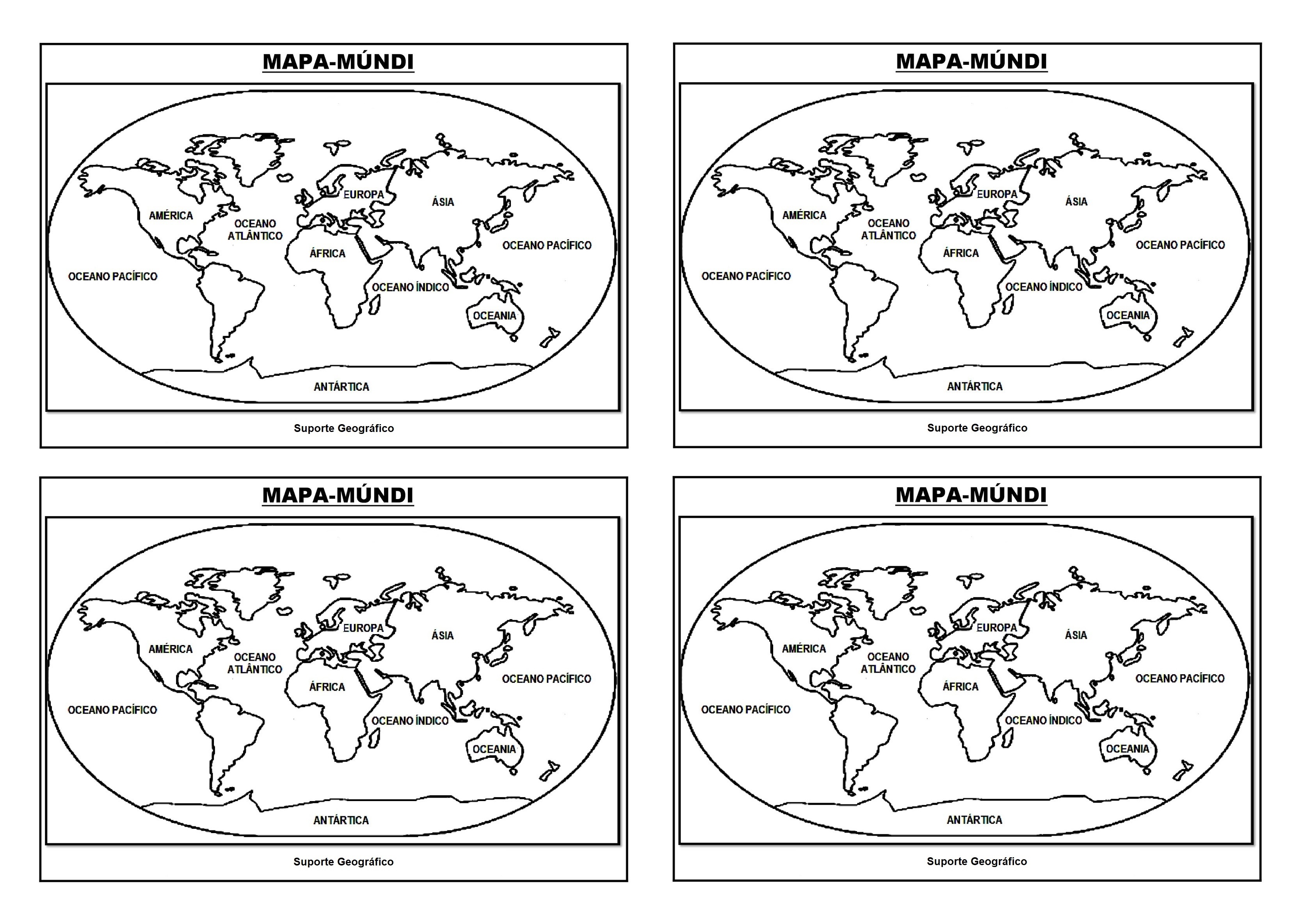 mapa mundi em branco para colorir