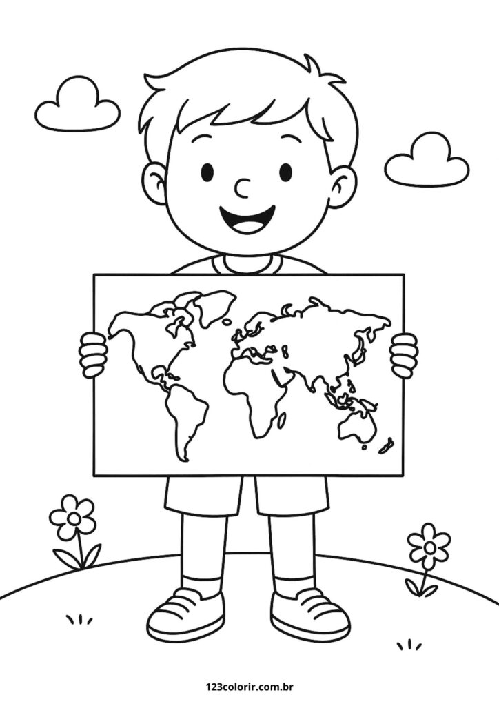mapa de continentes para colorir