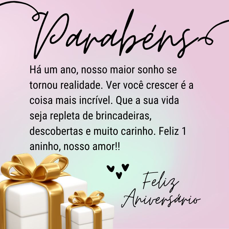 feliz aniversário de 1 ano filha