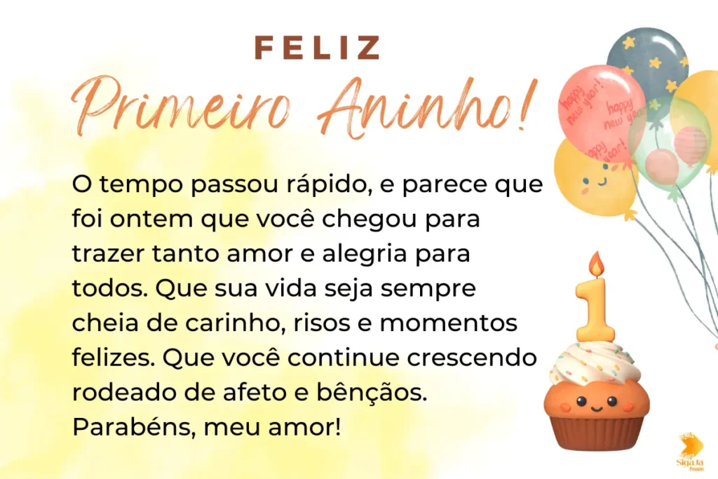 cartão de aniversário de 1 ano