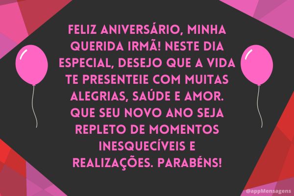 mensagem de aniversário para irmã