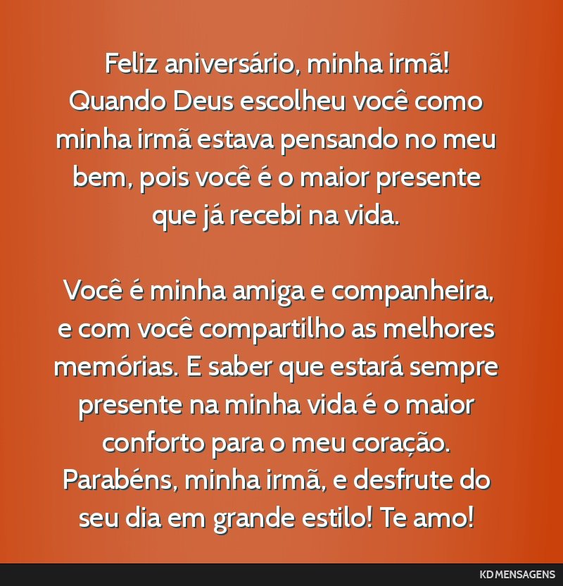 mensagem de aniversário para irmã