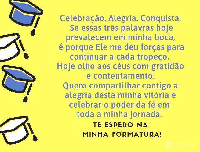 mensagem de formatura para mim mesma