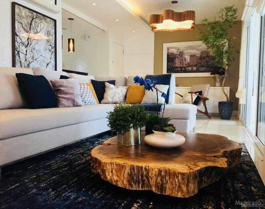 mesa de centro de madeira rustica