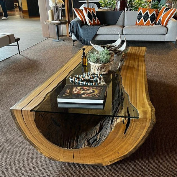 mesa de centro de madeira rustica