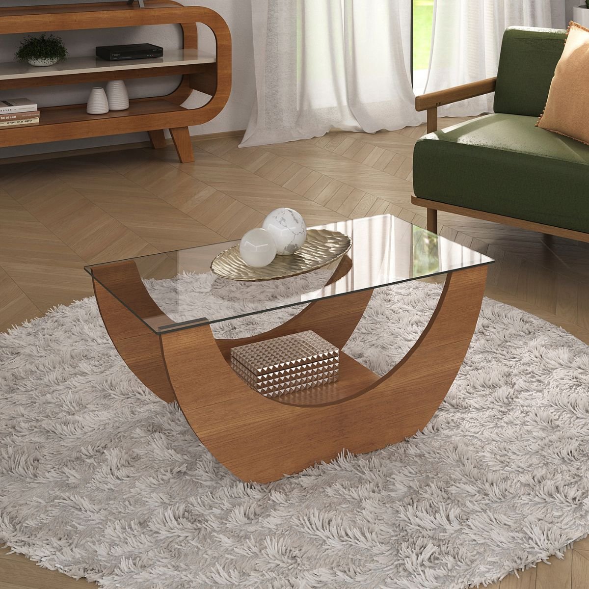 Mesa de centro de vidro transparente