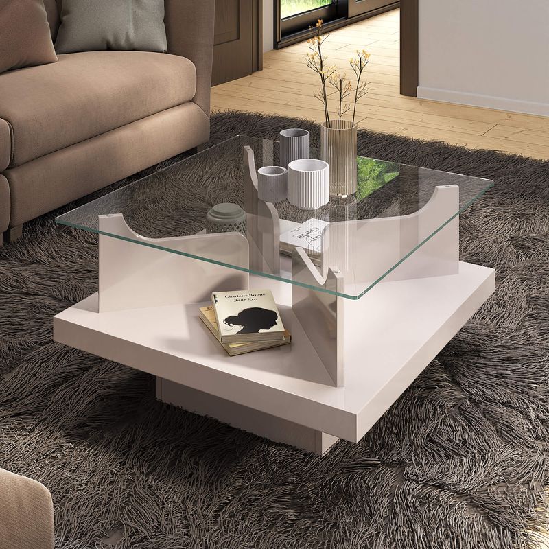 Mesa de centro de vidro redonda