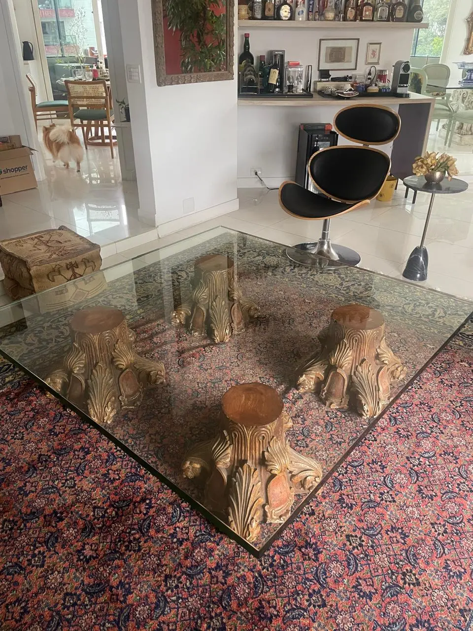 Mesa de centro de vidro redonda
