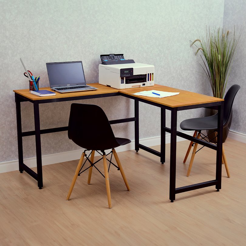 mesa em l com gavetas