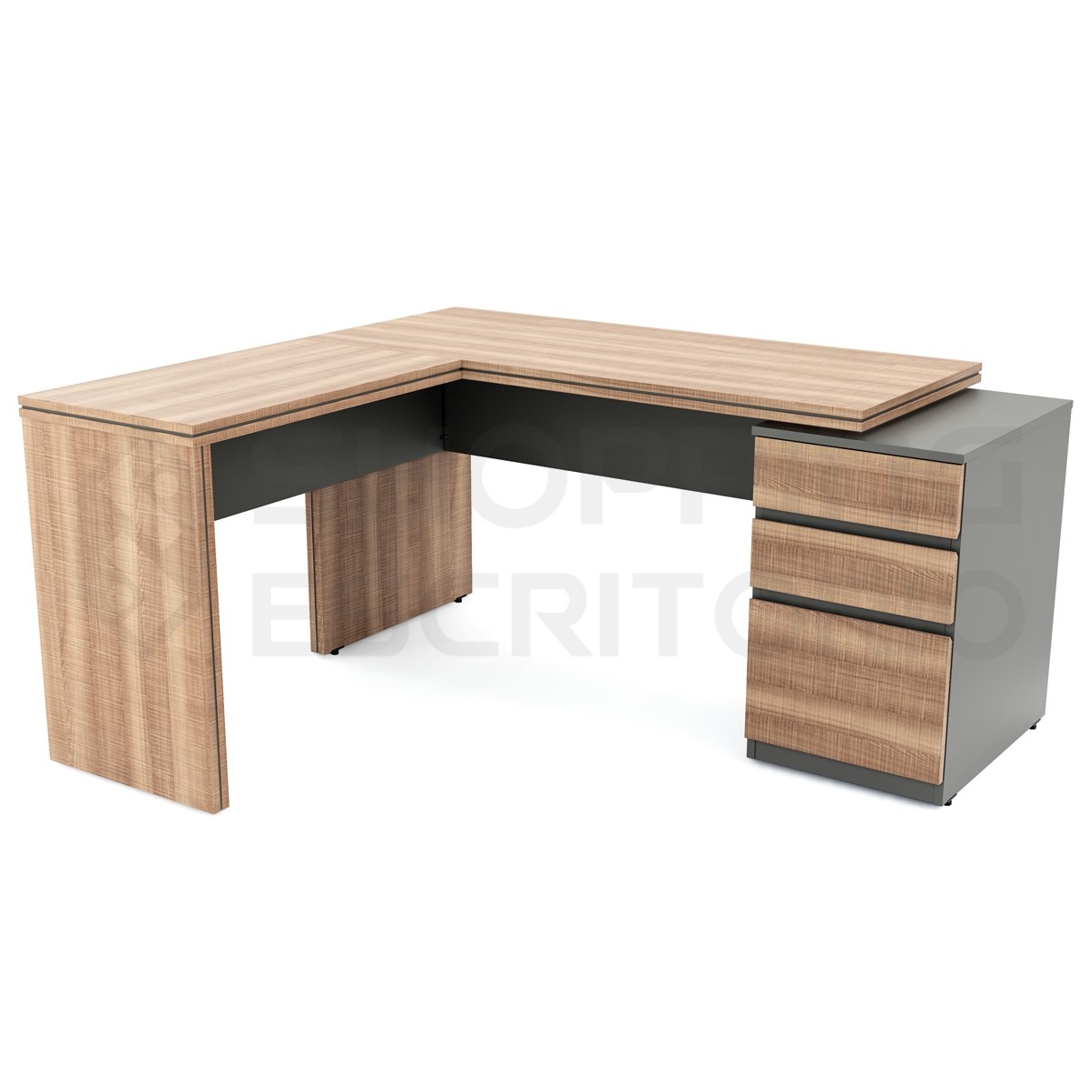 mesa em l com gavetas